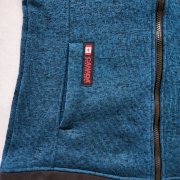 Canada Weather Gear Jacket Cozy Hooded Sweater Fleece Zip Up Blue Black Small - Picture 9 of 16